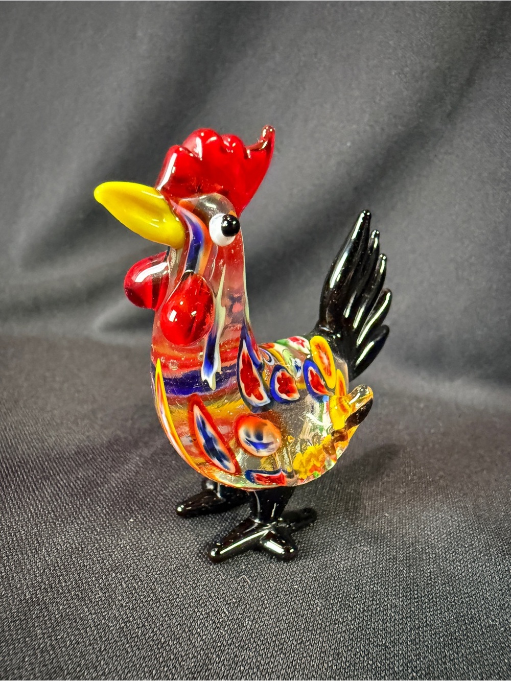 🐓 Handmade Millefiori Glass Chicken Rooster Figurine
